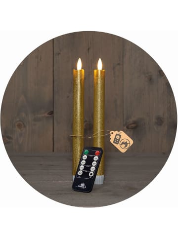 Novaliv Stabkerzen LED mit Timer GOLD 2er indoor mit Timer Funktion 6 Stunden in Gold