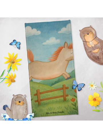 Mr. & Mrs. Panda Badetuch Pferd Springen Design ohne Spruch in Vintage