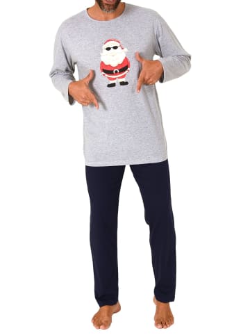 NORMANN Schlafanzug Weihnachten langarm Nikolaus - 88401 in Grau-mel.