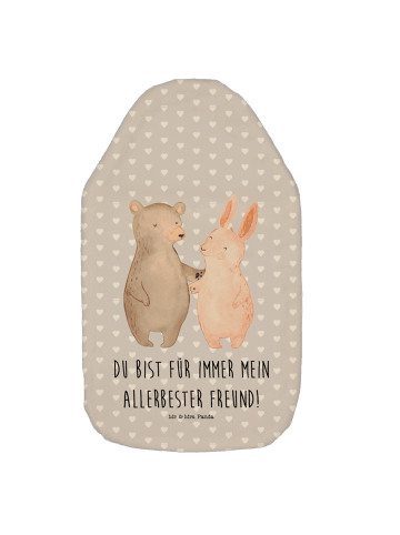 Mr. & Mrs. Panda Wärmflasche Bär und Hase Umarmen mit Spruch in Grau Pastell