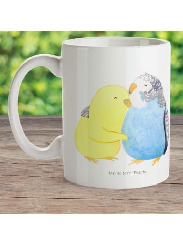 Mr. & Mrs. Panda Henkelbecher Wellensittich Liebe ohne Spruch in Weiß