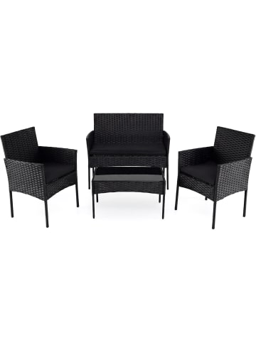 COSTWAY 4 tlg. PE-Rattan Gartenmöbel Set in Schwarz
