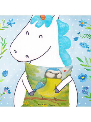 Mr. & Mrs. Panda Kissen 40x40 Vogel Blaumeise Design ohne Spruch in Weiß