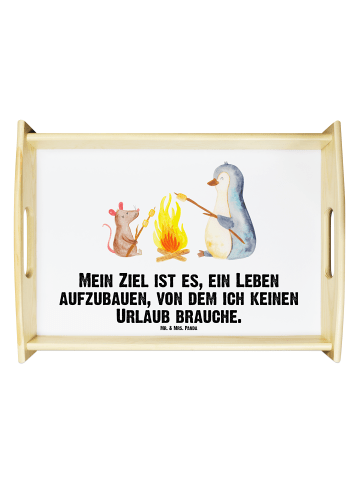 Mr. & Mrs. Panda essenstablett Pinguin Lagerfeuer mit Spruch in Weiß