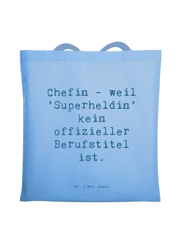 Mr. & Mrs. Panda Tragetasche Spruch Chefin Superheldin mit Spruch in Sky Blue