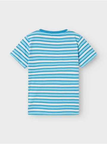 name it T-Shirt 2er-Set Print Design Rundhals Kurzarm in Grün-Blau