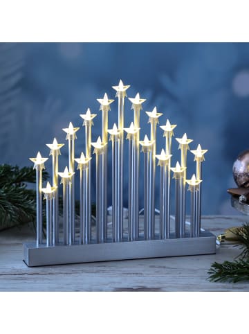 MARELIDA LED Fensterleuchter Sterne Stimmuingsleuchter Lichterbogen H:# 28cm in silber