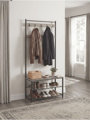 VASAGLE Garderobenständer Dacey in Greige-Schwarz - (B)70 x (H)175 x (T)32 cm