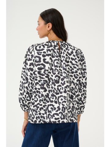 Kaffe Langarm-Bluse KAroxy Loose fit in White/Black Leopard