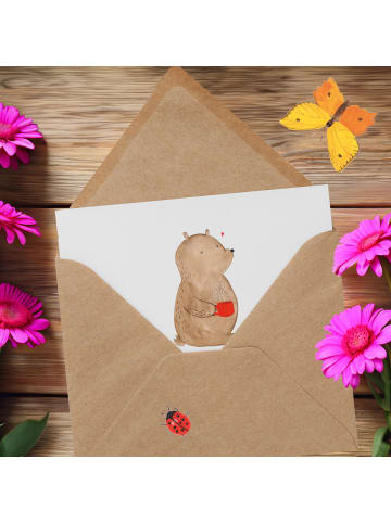 Mr. & Mrs. Panda Grußkarte Bär Morgenkaffee mit Spruch in Weiß