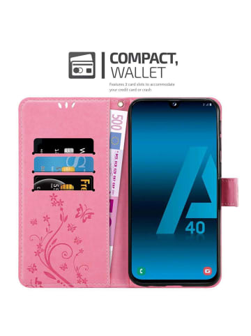 cadorabo Hülle für Samsung Galaxy A40 Blumen Design in FLORAL ROSA