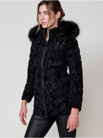 KOROSHI Women's puffer jacket with hood extraib in SCHWARZ