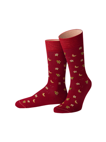 von Jungfeld Gemusterte Socken mit Vanillekipferl Icon in Rot