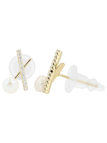 Adeliás Damen Ohrringe – Ohrstecker aus 925 Silber mit Süßwasserperle in silber