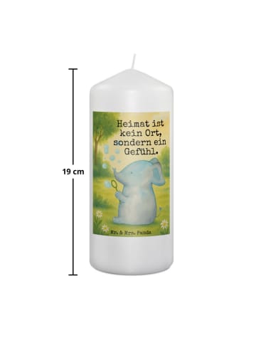 Mr. & Mrs. Panda Wachskerze Elefant Seifenblasen Design mit Spruch in Weiß