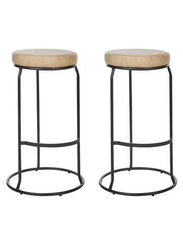 Beliani 2er-Set Barhocker MILROY in Beige/Schwarz