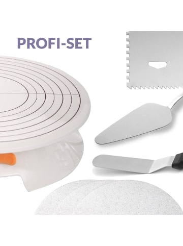 Praknu Tortenplatte Drehbar Set 5-teilig - 30cm Drehteller - rutschfest -
