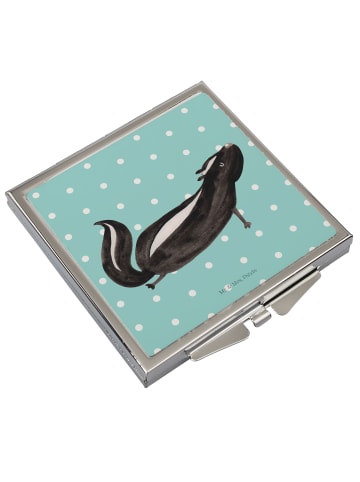 Mr. & Mrs. Panda Schminkspiegel Stinktier Yoga ohne Spruch in Türkis Pastell