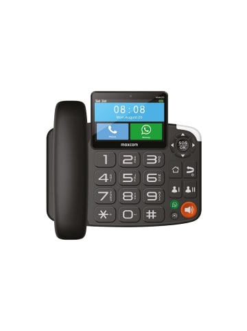 Maxcom 4G-fähiges Tischtelefon mit Touchscreen und WhatsApp-Unterstützung in Schwarz