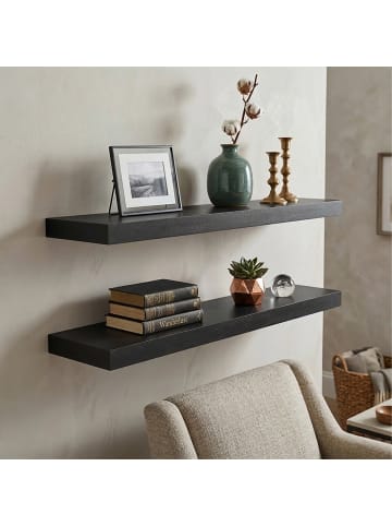relaxdays Wandregal in Schwarz - (B)100 x (H)4 x (T)23 cm