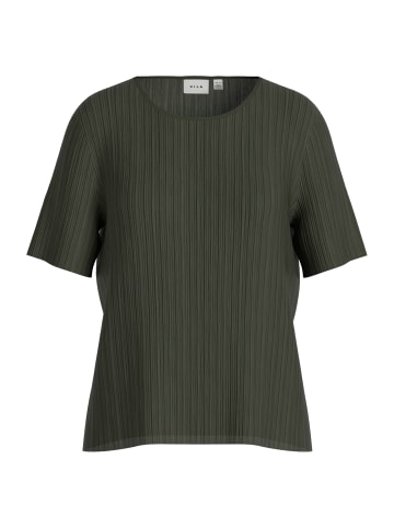 Vila VILA Damen Satin Blusen T-Shirt Halbarm Basic Top VIPLISA in Dunkelgrün
