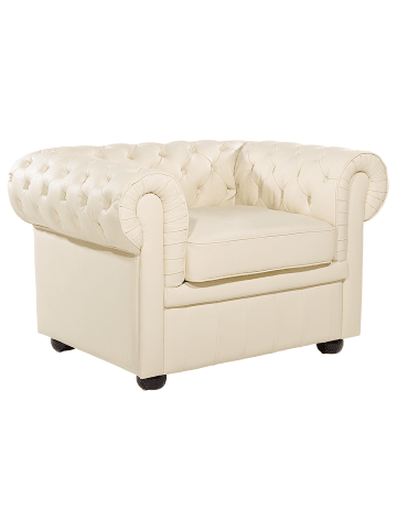 Beliani Sessel CHESTERFIELD in Beige/Braun - (W) 108 x (H) 70 x (L) 80 cm