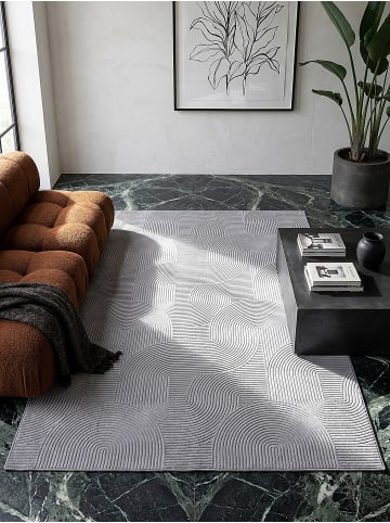 KADIMA DESIGN Kurzflorteppich Geometrisch Antirutsch pflegeleicht Wohnzimmer Flur in Grau