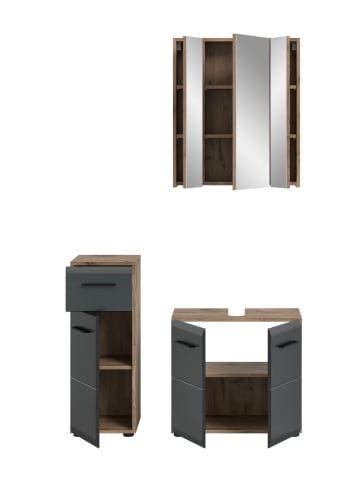 ebuy24 Badmöbelset Ice (3-teilig) Schwarz 105 x 30 cm