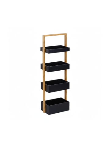 relaxdays Badregal in Natur/ Schwarz - (B)30 x (H)88 x (T)18 cm