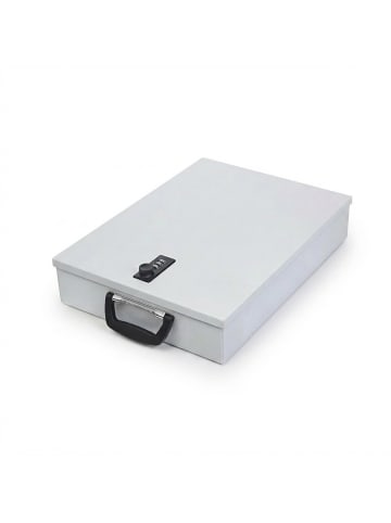 relaxdays Dokumentenkassette in Hellgrau - (B)37 x (H)7 x (T)27 cm