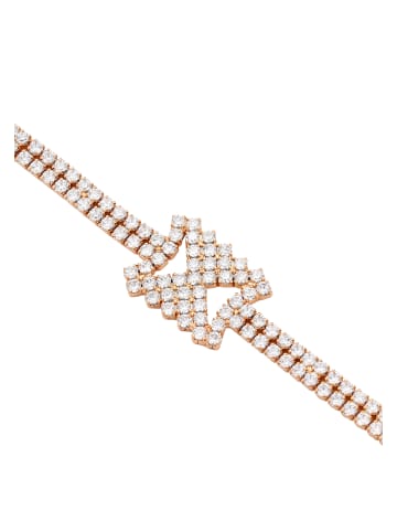 faina Women Box Chain Bracelet With Rhinestones in Rose Gold