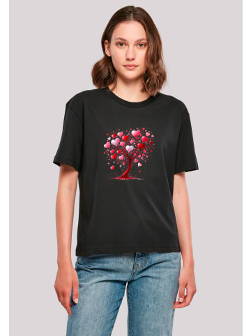 F4NT4STIC Everyday Tee Herz Baum Aquarell Druck in schwarz