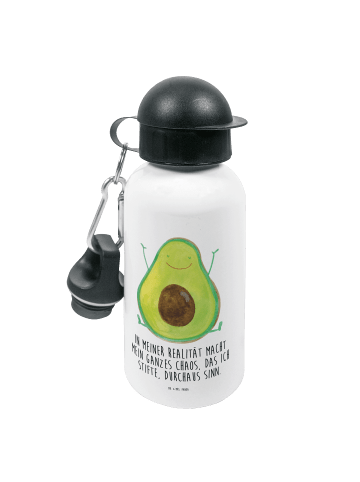 Mr. & Mrs. Panda Kindertrinkflasche Avocado Glücklich mit Spruch in Weiß