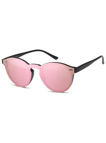 styleBREAKER Mono Sonnenbrille in Schwarz / Pink verspiegelt