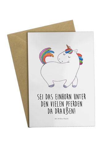 Mr. & Mrs. Panda Grußkarte Einhorn Stolzieren mit Spruch in Weiß