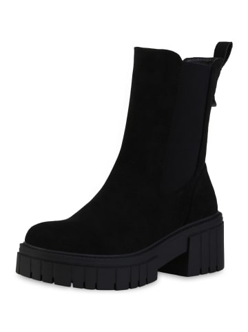 VAN HILL Plateau Boots Brooklyn in Schwarz Velours