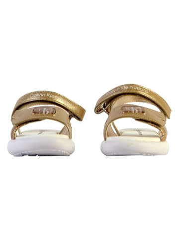 Calvin Klein Kinder-Sandalen mit Klettverschluss, Jeans-Optik, V3A2-8050 Grau