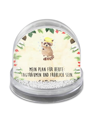 Mr. & Mrs. Panda Schneekugel Waschbär mit Spruch in Naturpapier