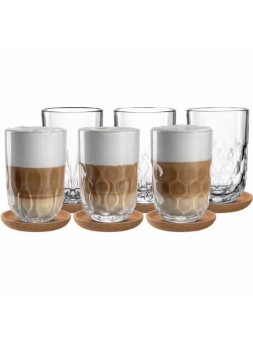 LEONARDO 12-tlg. Latte Macchiato Gläser mit Untersetzer Gocce in 390 ml in transparent