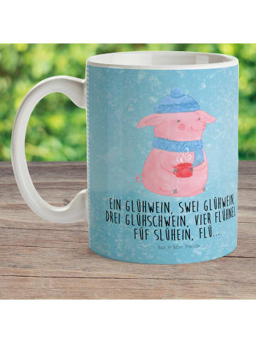 Mr. & Mrs. Panda Campingbecher Schweinchen Glühwein mit Spruch in Eisblau