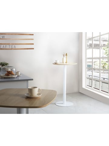 Beliani Stehtisch MORELLA in Weiß/Braun - (W) 60 x (H) 102 x (L) 60 cm