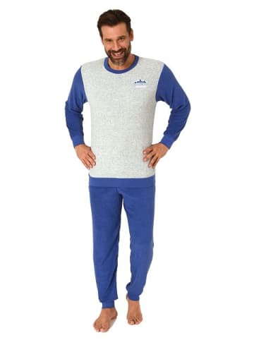 NORMANN langarm Frottee Pyjama Rundhalsschnitt & Bündchen - 82439 in marine