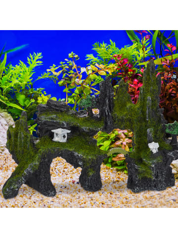 relaxdays Aquariumdeko Felsen in Schwarz-Grün