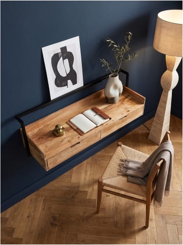 KADIMA DESIGN Schreibtisch rechteckig, Massivholz, 2 Schubladen