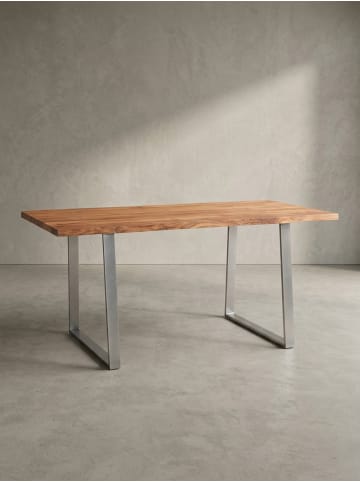 KADIMA DESIGN Esstisch Massivholz Industrial, Akazie-Holz, Metallfüße