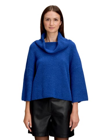 BETTY & CO Strickpullover mit Kragen in Middle Blue Melange