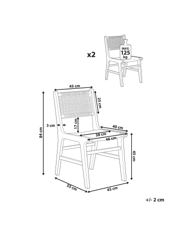 Beliani 2er-Set Esszimmerstuhl OZELLA in Braun/Beige