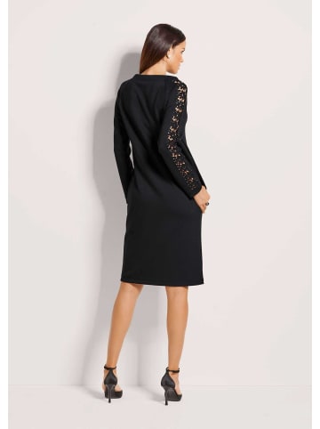 MADELEINE Stretch-Kleid mit Spitze und Strass in schwarz