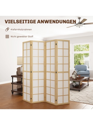 HOMCOM Paravent in Naturholz 160L x 1,7B x 170H cm