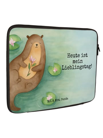 Mr. & Mrs. Panda Notebooktasche Otter Seerose Design mit Spruch in Weiß